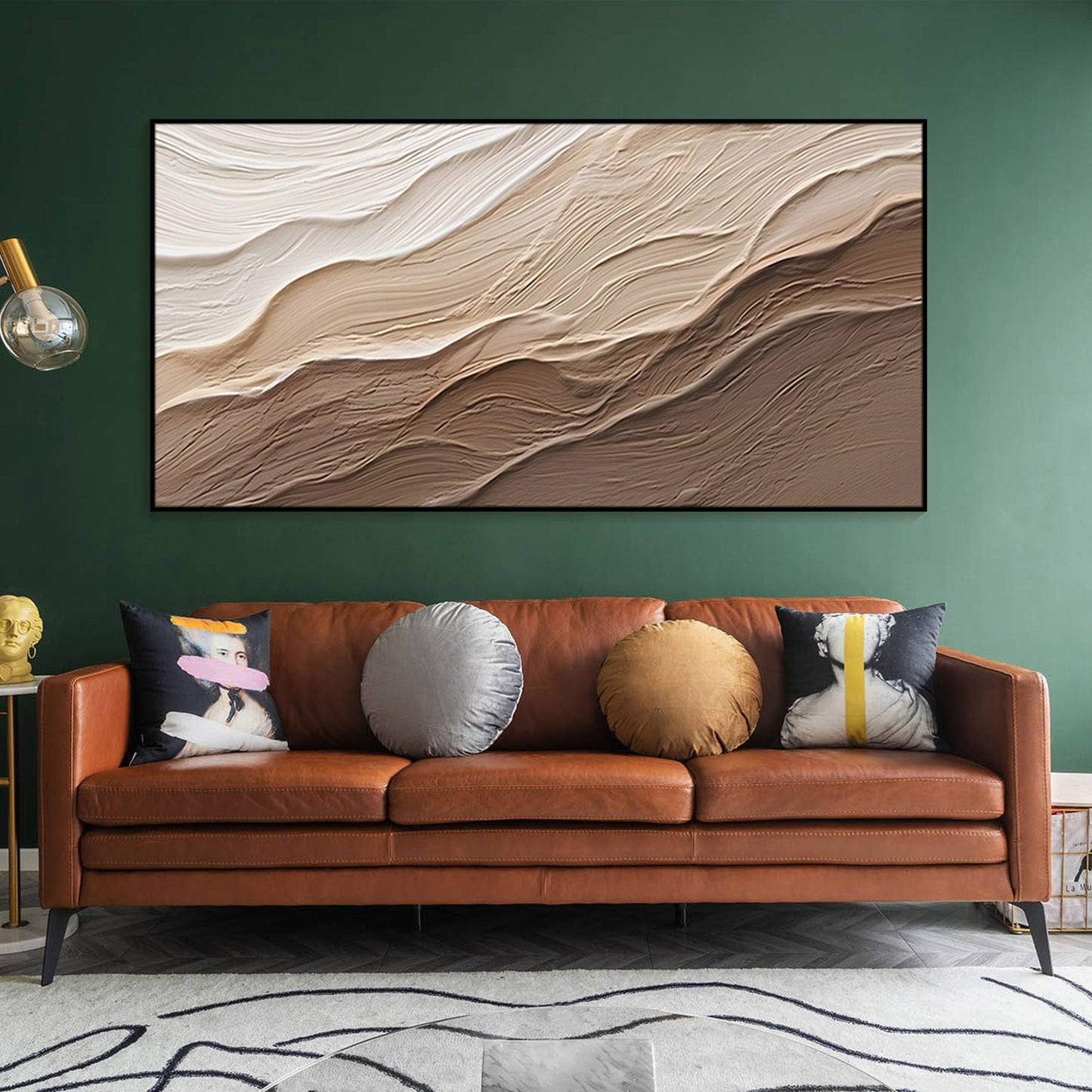 3D Earth Tone Ocean Art | Minimalist Wave Painting | Wabi-Sabi Wall Decor