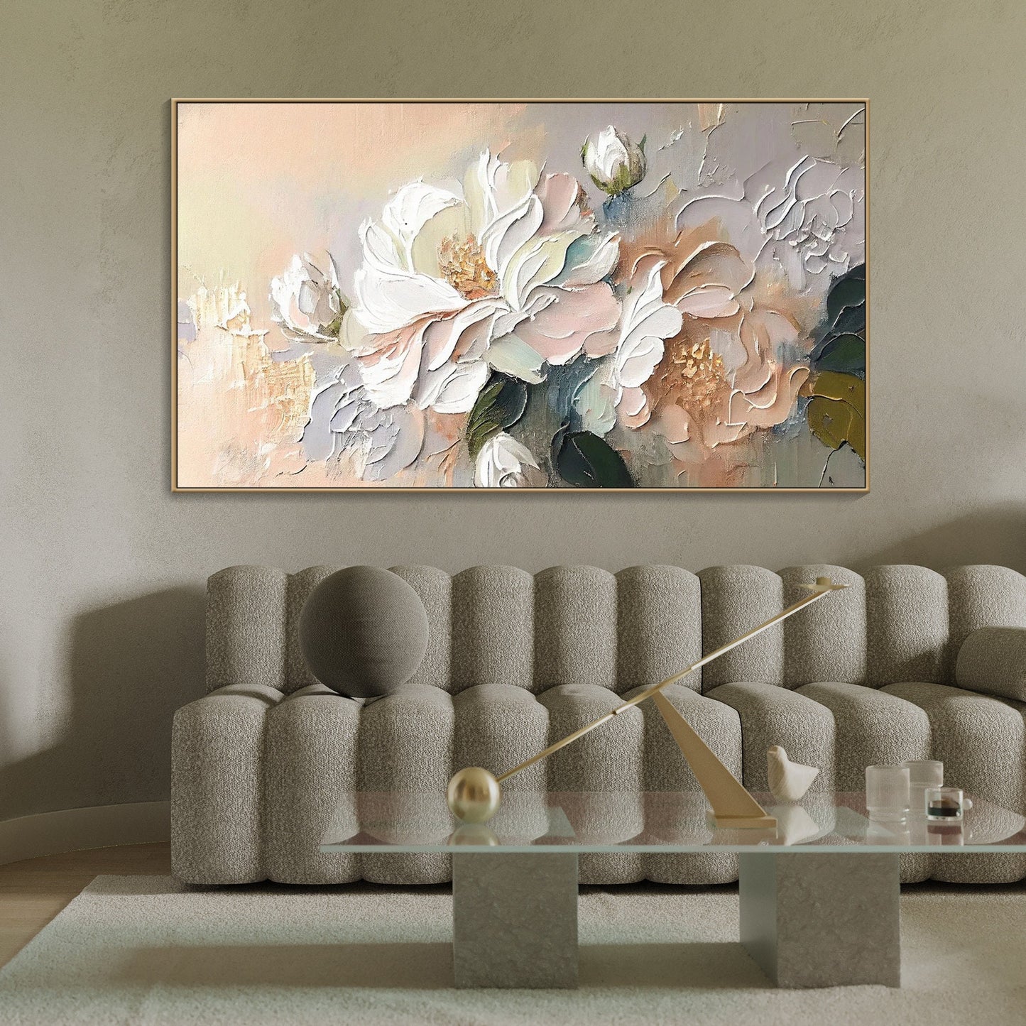 Original 3D Floral Canvas | Soft Abstract Flower Art | Spring Textured Wall Decor