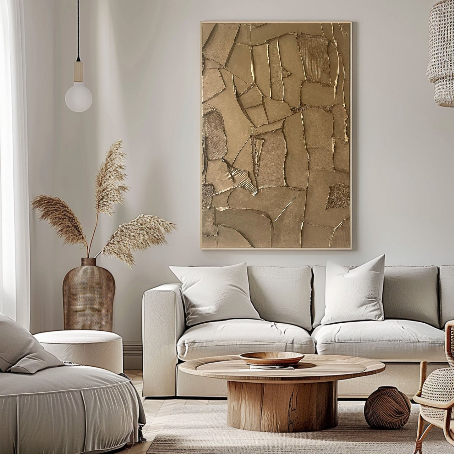 Gold Checkered Minimalist Art | Modern Geometric Wall Decor