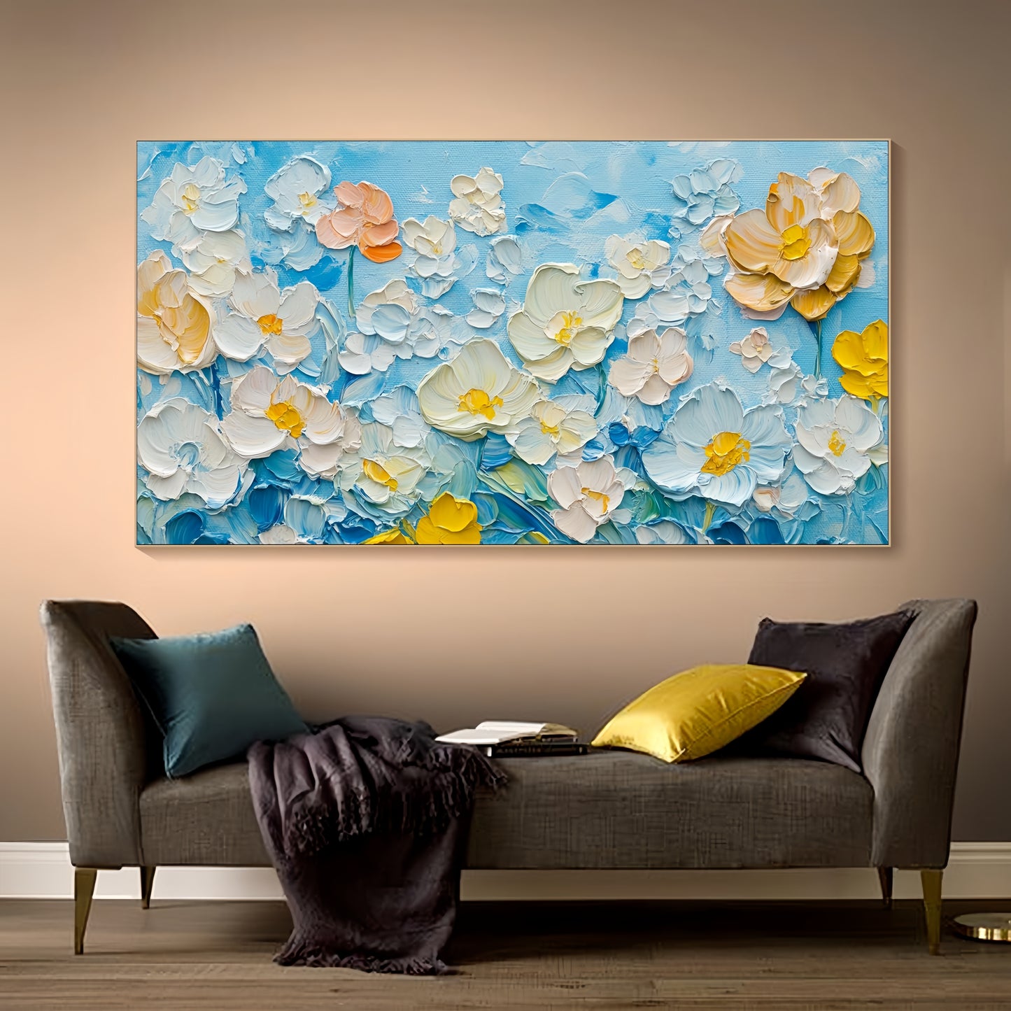 3D Floral Canvas | Pastel Blossom Art | Modern Wall Decor