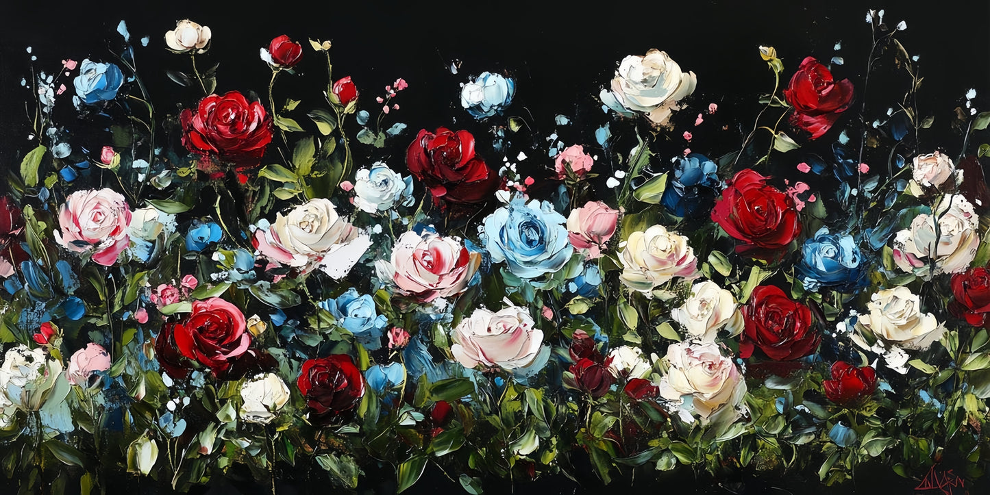 Luxury Floral Canvas | Dark Romantic Roses | Elegant Wall Art