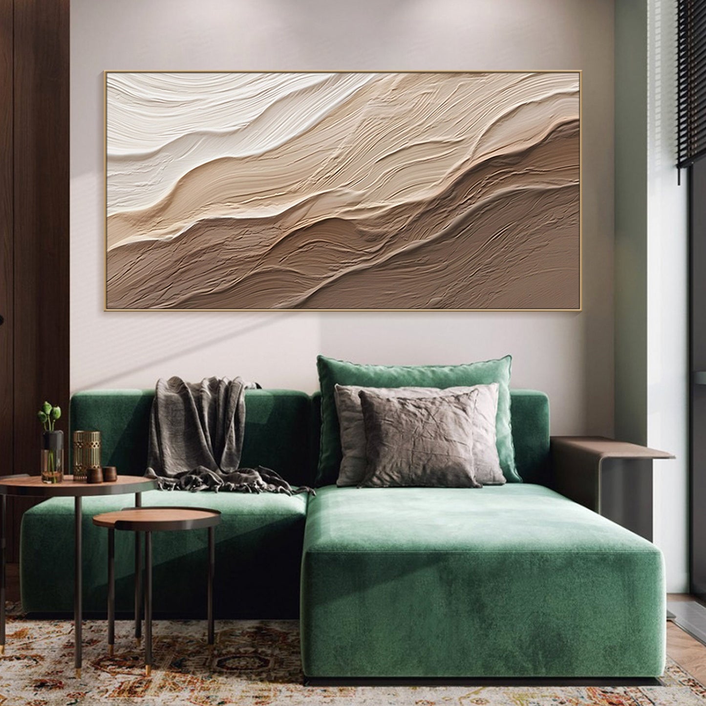 3D Earth Tone Ocean Art | Minimalist Wave Painting | Wabi-Sabi Wall Decor