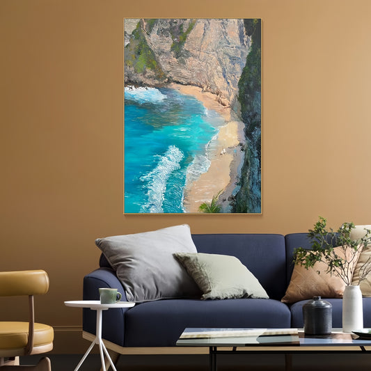 3D Tropical Beach Canvas | Coastal Ocean Art | Turquoise Sea Wall Decor